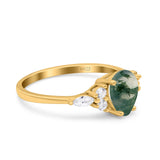 Vintage Style Pear Teardrop Natural Stone Ring