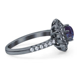 Art Deco Round Natural Stone Floral Ring