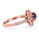 Art Deco Round Natural Stone Floral Ring