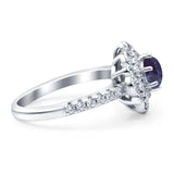 Art Deco Round Natural Stone Floral Ring