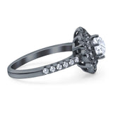 Art Deco Round Natural Stone Floral Ring
