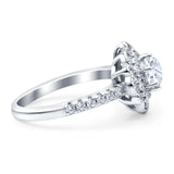 Art Deco Round Natural Stone Floral Ring