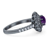Art Deco Round Natural Stone Floral Ring