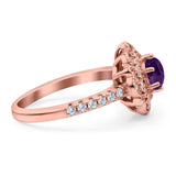 Art Deco Round Natural Stone Floral Ring