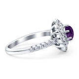 Art Deco Round Natural Stone Floral Ring