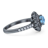 Art Deco Round Natural Stone Floral Ring