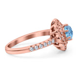 Art Deco Round Natural Stone Floral Ring