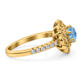 Art Deco Round Natural Stone Floral Ring