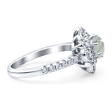 Art Deco Round Natural Stone Floral Ring