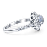 Art Deco Round Natural Stone Floral Ring