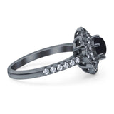 Art Deco Round Natural Stone Floral Ring