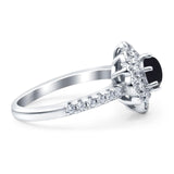 Art Deco Round Natural Stone Floral Ring