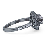 Art Deco Round Natural Stone Floral Ring