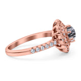 Art Deco Round Natural Stone Floral Ring