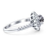 Art Deco Round Natural Stone Floral Ring