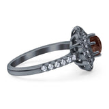 Art Deco Round Natural Stone Floral Ring