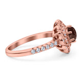 Art Deco Round Natural Stone Floral Ring