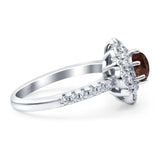 Art Deco Round Natural Stone Floral Ring