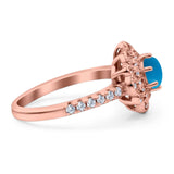 Art Deco Round Natural Stone Floral Ring