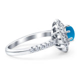 Art Deco Round Natural Stone Floral Ring