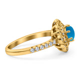 Art Deco Round Natural Stone Floral Ring