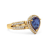 Vintage Style Pear Teardrop Natural Stone Ring
