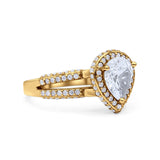 Vintage Style Pear Teardrop Natural Stone Ring