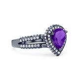 Vintage Style Pear Teardrop Natural Stone Ring