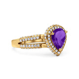 Vintage Style Pear Teardrop Natural Stone Ring