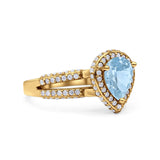 Vintage Style Pear Teardrop Natural Stone Ring