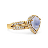 Vintage Style Pear Teardrop Natural Stone Ring