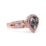 Vintage Style Pear Teardrop Natural Stone Ring