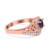 Cushion Cut Halo Round Natural Stone Ring