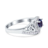 Cushion Cut Halo Round Natural Stone Ring