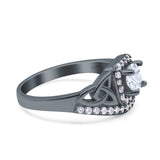 Cushion Cut Halo Round Natural Stone Ring