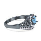 Cushion Cut Halo Round Natural Stone Ring