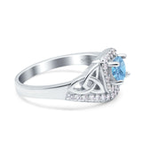 Cushion Cut Halo Round Natural Stone Ring