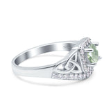 Cushion Cut Halo Round Natural Stone Ring