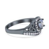 Cushion Cut Halo Round Natural Stone Ring