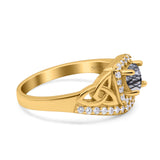 Cushion Cut Halo Round Natural Stone Ring