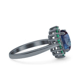 Art Deco Oval Natural Stone Floral Ring