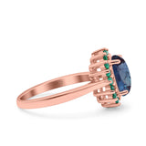 Art Deco Oval Natural Stone Floral Ring