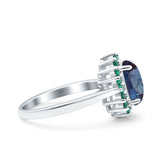 Art Deco Oval Natural Stone Floral Ring