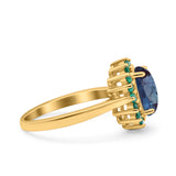 Art Deco Oval Natural Stone Floral Ring