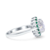Art Deco Oval Natural Stone Floral Ring