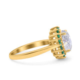 Art Deco Oval Natural Stone Floral Ring