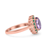 Art Deco Oval Natural Stone Floral Ring