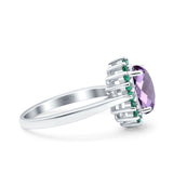 Art Deco Oval Natural Stone Floral Ring