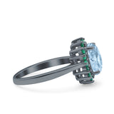 Art Deco Oval Natural Stone Floral Ring