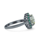 Art Deco Oval Natural Stone Floral Ring